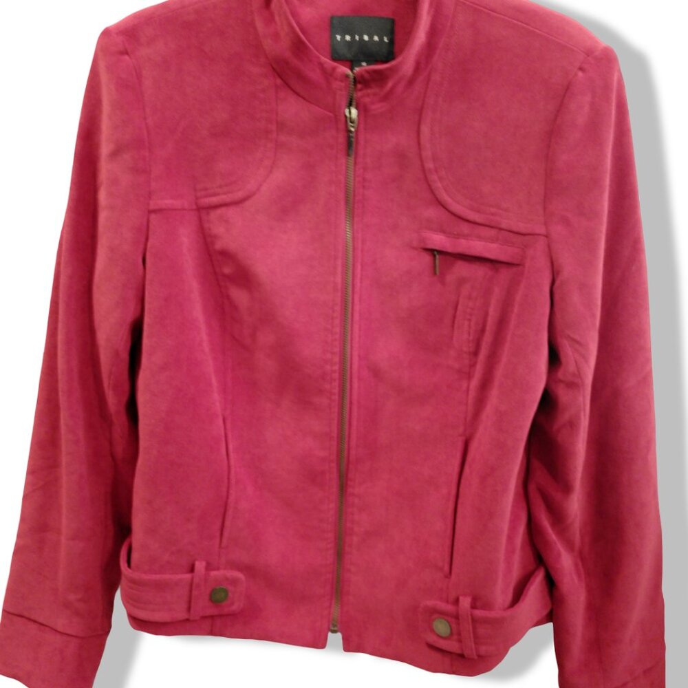 NWOT Tribal Moleskin Zipup Jacket Satin Lined Berry Red Sz 10✨50% Off Bundles 3+